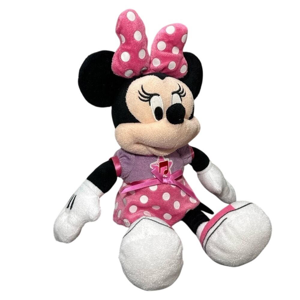 Disney Minnie Mouse Plush Talking Singing Battery Operated Pink Polka Dot Dress